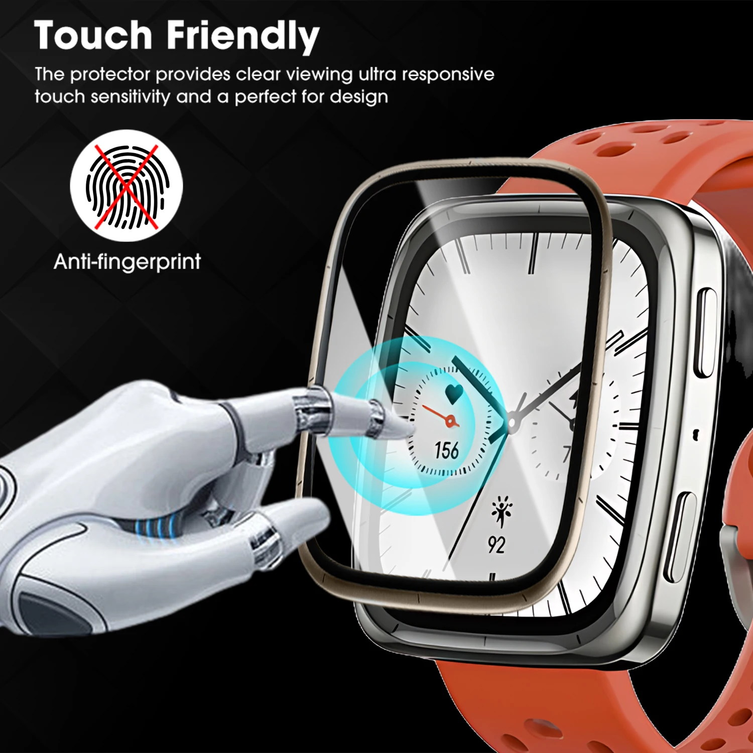 Protector de pantalla curvo completo para reloj inteligente Amazfit Active 2 cuadrado, películas protectoras suaves antiarañazos Ultra-HD, no de vidrio - imagen 3