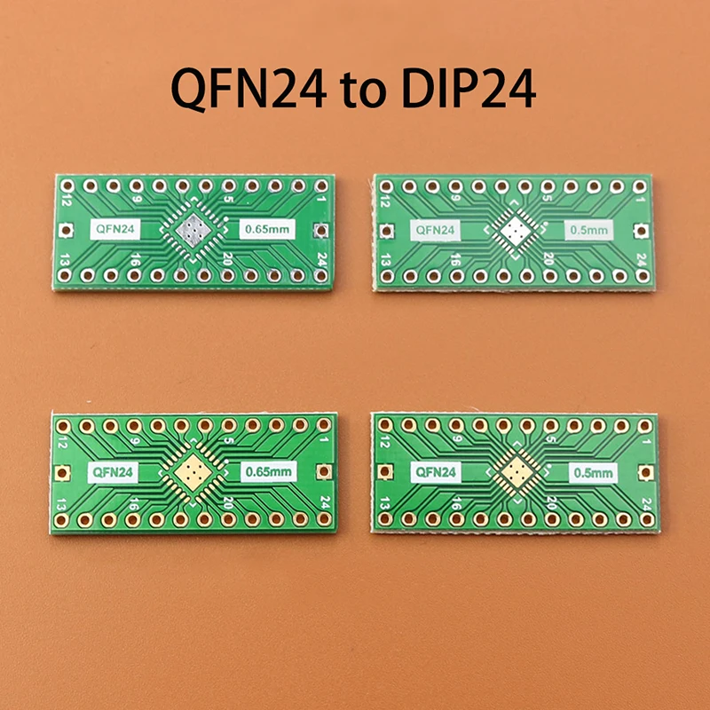 Almohadilla de soldadura dorada/plateada QFN24, adaptador de inserción directa SMT, placa de transferencia de placa de prueba con un espaciado de 0,5/0,65mm, 2,54 pines, 1 ud.