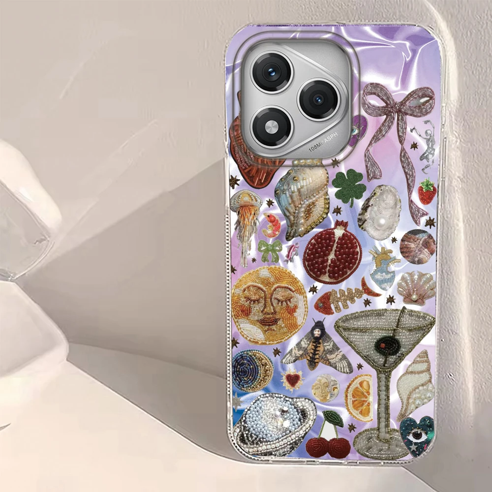 Funda de teléfono para mujer y niña, cara púrpura, sol, estrellas, para Honor 400, 200, 90, Smart Pro, X9a, X8b, X8a, X8c, X7c, X6c, Magic7, 6, 5, 70 Lite - imagen 2