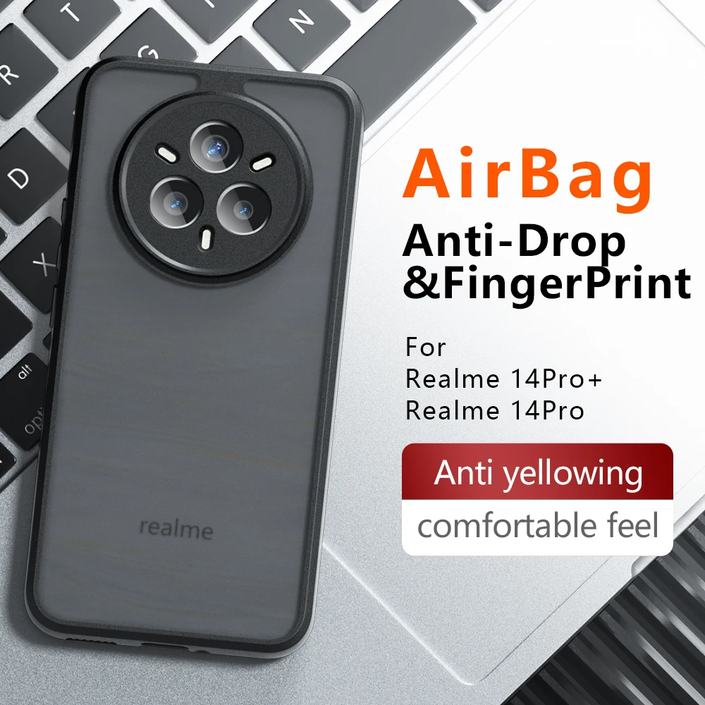 Funda para Realme 14 13 Pro Plus Lite, Funda acrílica transparente esmerilada respetuosa con la piel para Realme14 13 Pro Plus, Funda de parachoques a prueba de golpes