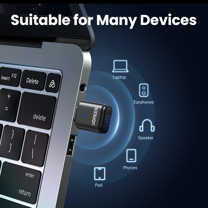 UGREEN-Adaptador de Audio aptX HD para PC Nintendo Switch, transmisor con Bluetooth 5,3, USB tipo C, micrófono y altavoz - imagen 3