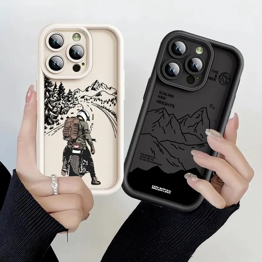 Funda para Apple iPhone 16e 16 Plus 11 11Pro 13 Pro MAX 12 Mini 15 Plus 14 XS XR cubierta suave dibujos animados motocicletas de montaña y carretera - imagen 2