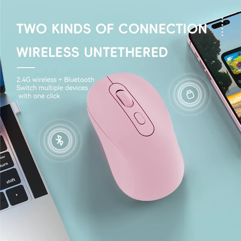 Ratón inalámbrico Bluetooth 1600DPI ajustable 2,4G modo Dual TYPE-C carga ratón silencioso ergonómico para Huawei Samsung Oficina portátil - imagen 5