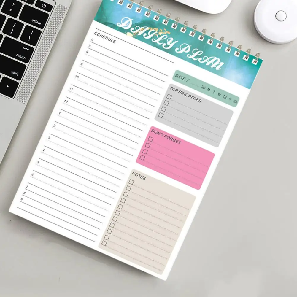 Bloc de notas duradero de papel grueso, planificador semanal con encuadernación de doble cable, organizador eficiente de horarios, diario de oficina, Bloc de notas semanal - imagen 3