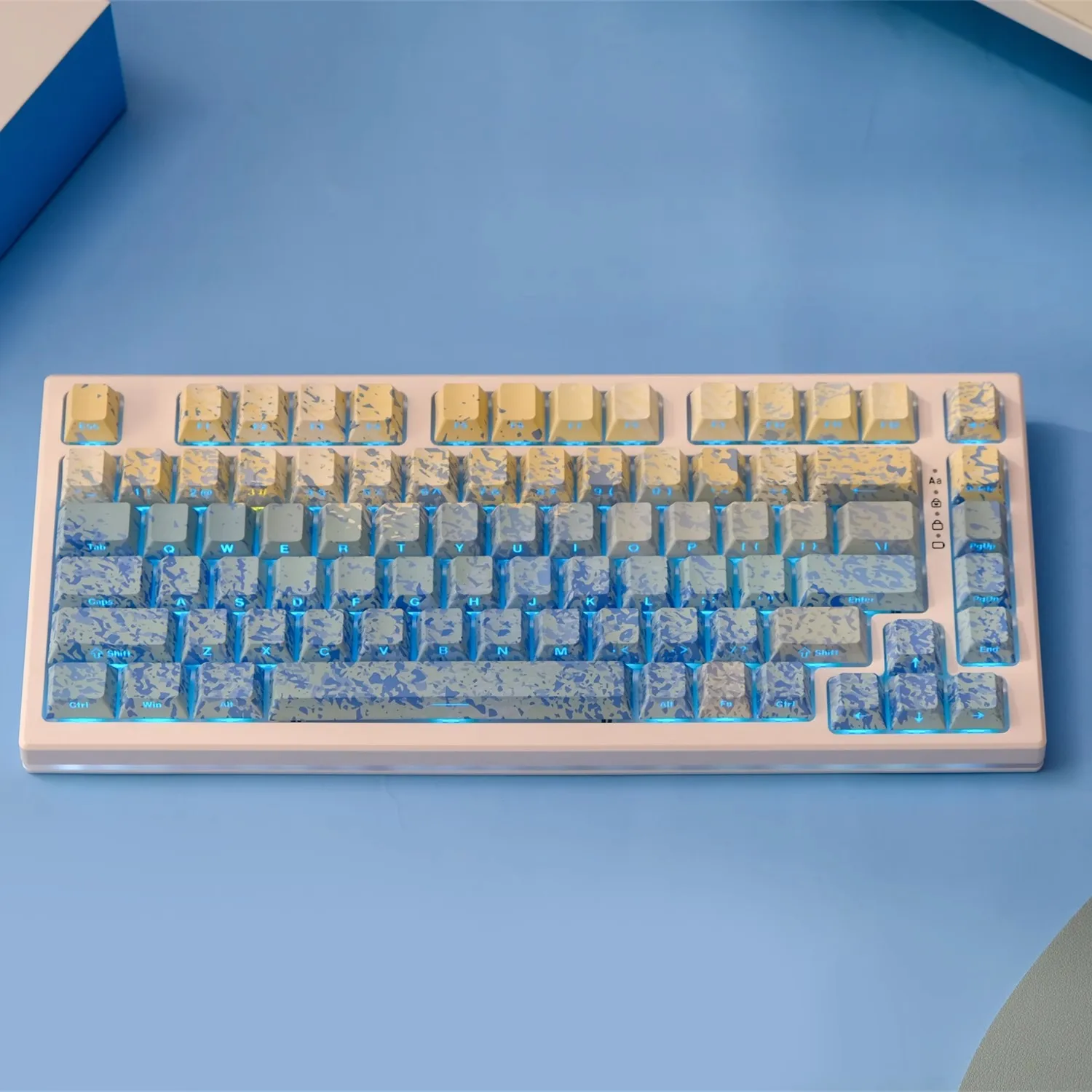 Juego de teclas Gulf Refreshing Breeze, teclas con tinte PBT, sublaterales impresas, retroiluminadas, perfil de cereza, teclado MX Switch, 1 Juego - imagen 5