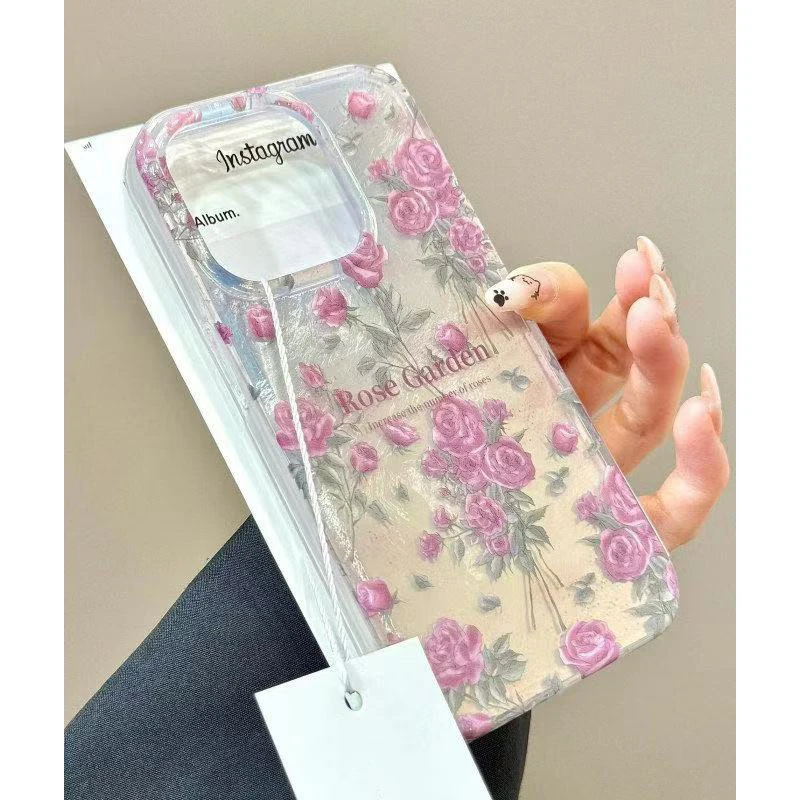 Patrón de vórtice lindo Vintage Rosa silicona suave funda de teléfono para iPhone 17 16 Pro Max 15 14 13 12 11 Pro XS XR X SE 7 8 Plus cubierta - imagen 2