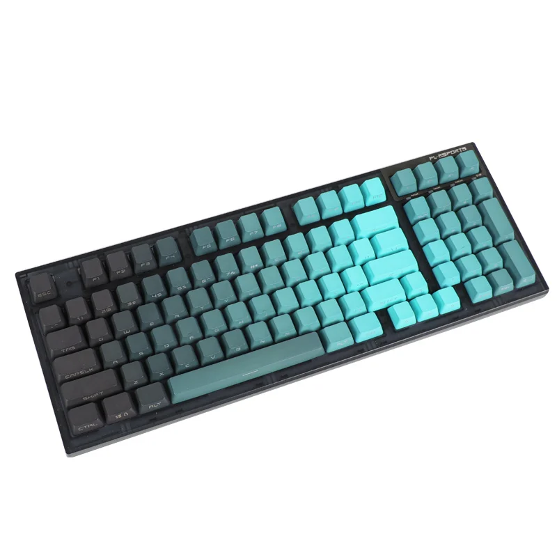 Teclas PBT para teclado mecánico OEM altura doble Shout negro cian retroiluminación de impresión lateral a través de AULA F75 GK61 Anne Pro 2 Ajazz