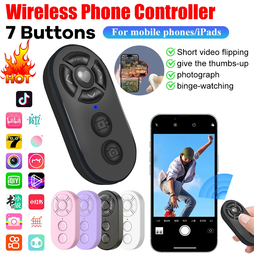 Mando a distancia recargable con 7 botones, palo de Selfie inteligente con Bluetooth, cámara para ios y Android, fotos y vídeos - imagen 2