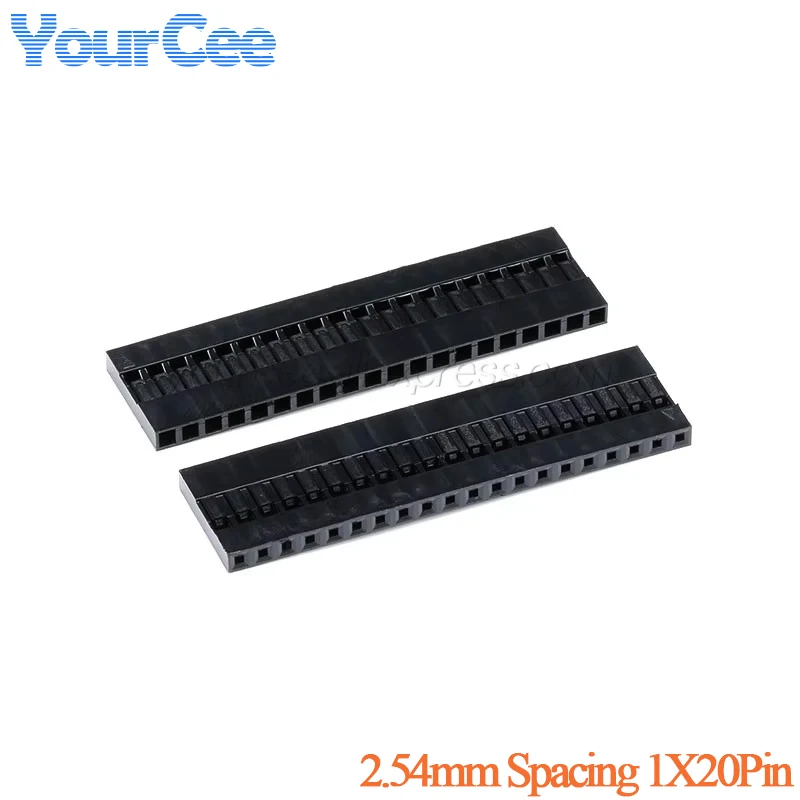 50 uds/5 uds cabeza Dupont 2,54mm 20P 1x20P Dupont conector de cabeza de Pin de carcasa de plástico puente Cable carcasa enchufe hembra