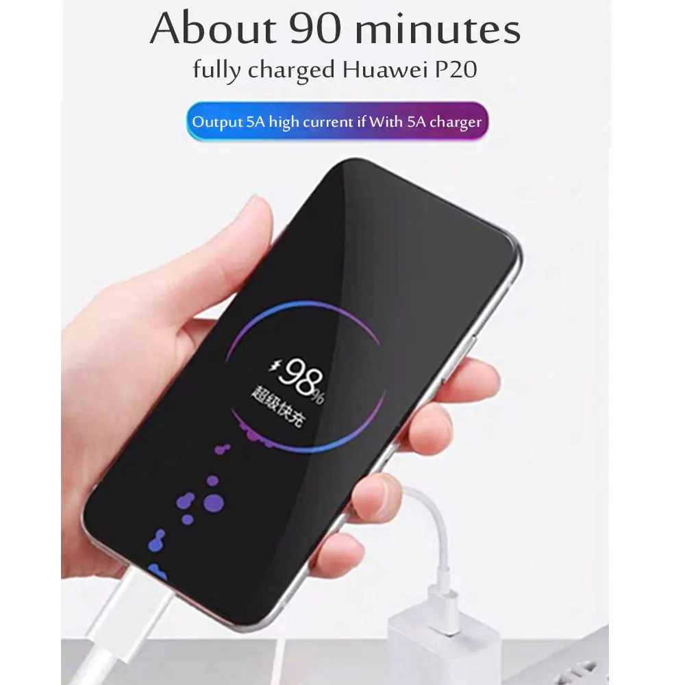 Cable USB tipo C 5A para Huawei Mate 30, 20, P50, P40, P30 Pro Lite, cargador de carga rápida SCP de 40W, USB-C - imagen 4