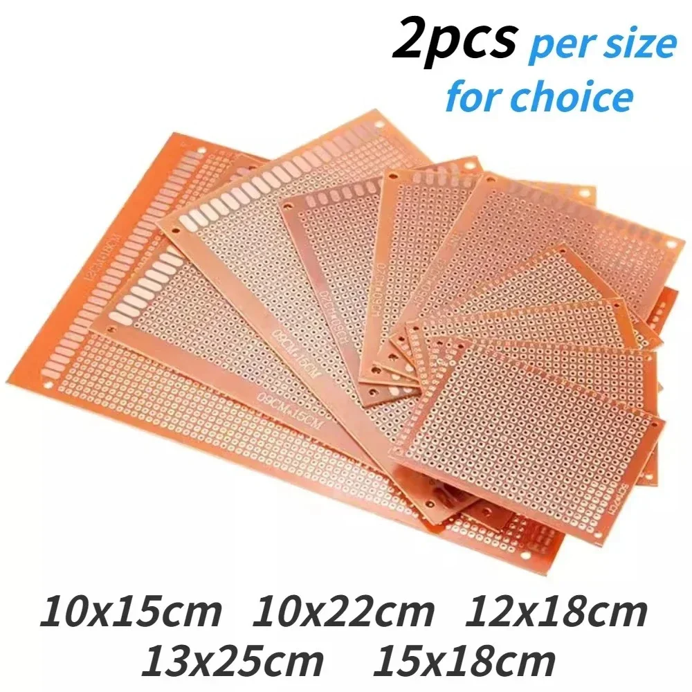 2 uds placa Universal PCB amarilla de un solo lado 10x15CM 10x22CM 12x18CM 13x25CM 15x18CM placa PCB prototipo placa perforada DIY - imagen 3