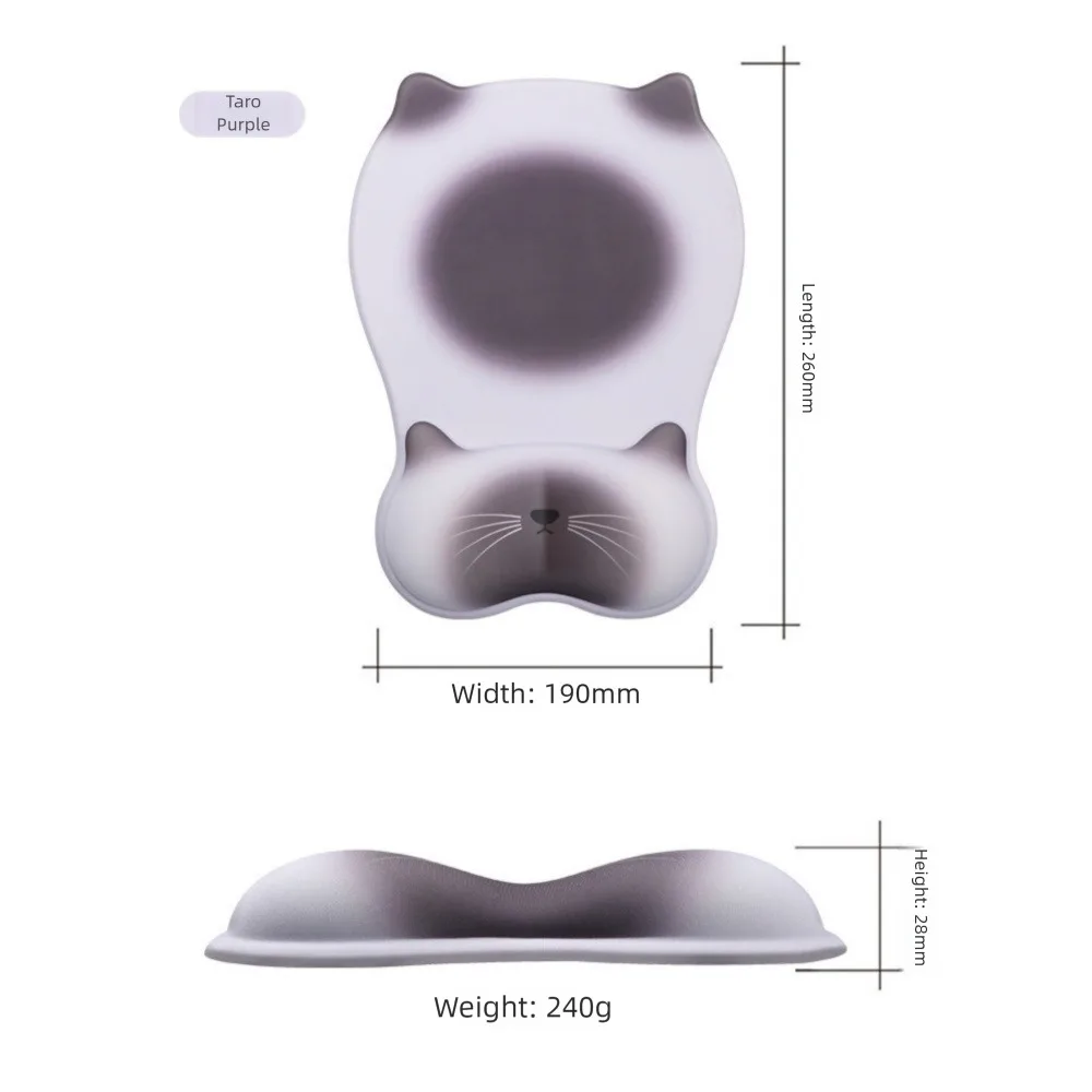 Alfombrilla de ratón ergonómica estilo gato negro Kawaii, espuma viscoelástica, soporte de rebote lento, alivio del dolor, reposamuñecas antideslizante para oficina - imagen 5