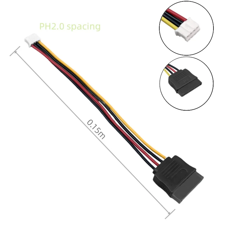 ITX-cable de alimentación SATA15P hembra a hembra pequeña de 4 pines, cable de alimentación SATA de paso a hembra, ph2.0 mm, 15cm/40cm