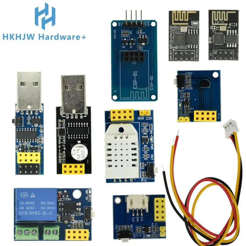 Módulo inalámbrico Wifi ESP8266 WS2812 AM2302 ESP-01 DS18B20 DHT22 Kit de módulo de descarga para el hogar inteligente