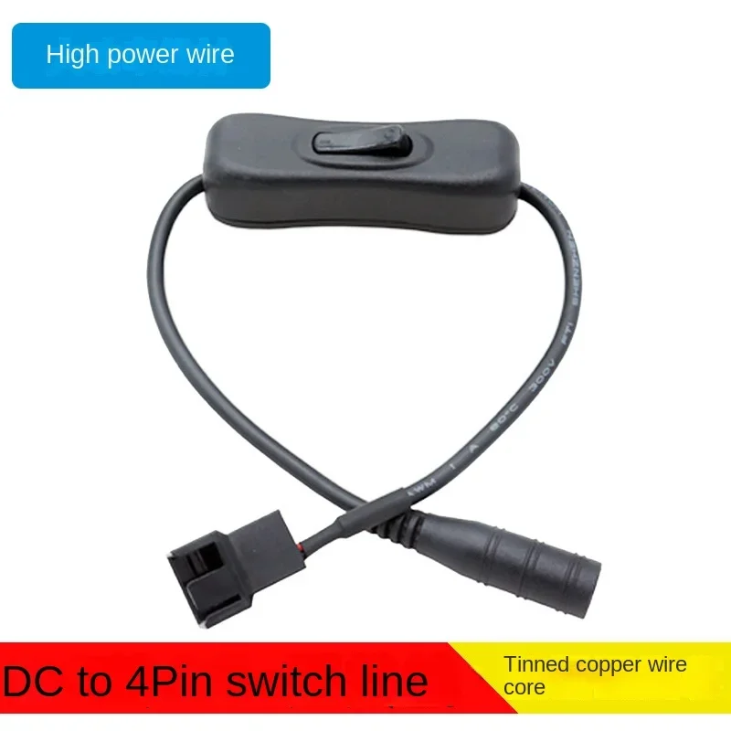 Enchufe de fuente de alimentación CC de 5,5*2,1mm a Cable adaptador de corriente para ventilador de PC de 4 pines con interruptor - imagen 2