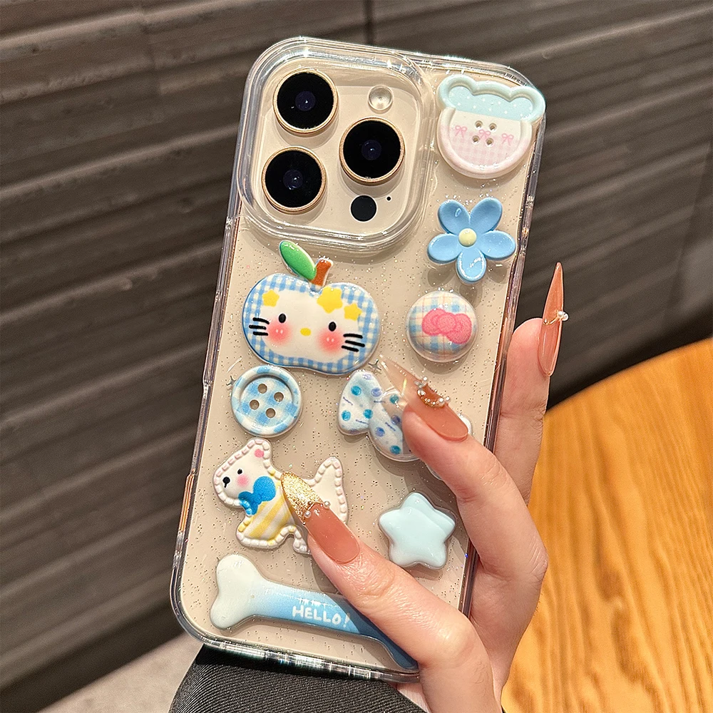 Funda de teléfono transparente con purpurina de pez rosa INS 3D para IPhone 16 15 14 13 Pro Max, funda trasera elegante femenina a prueba de golpes - imagen 4