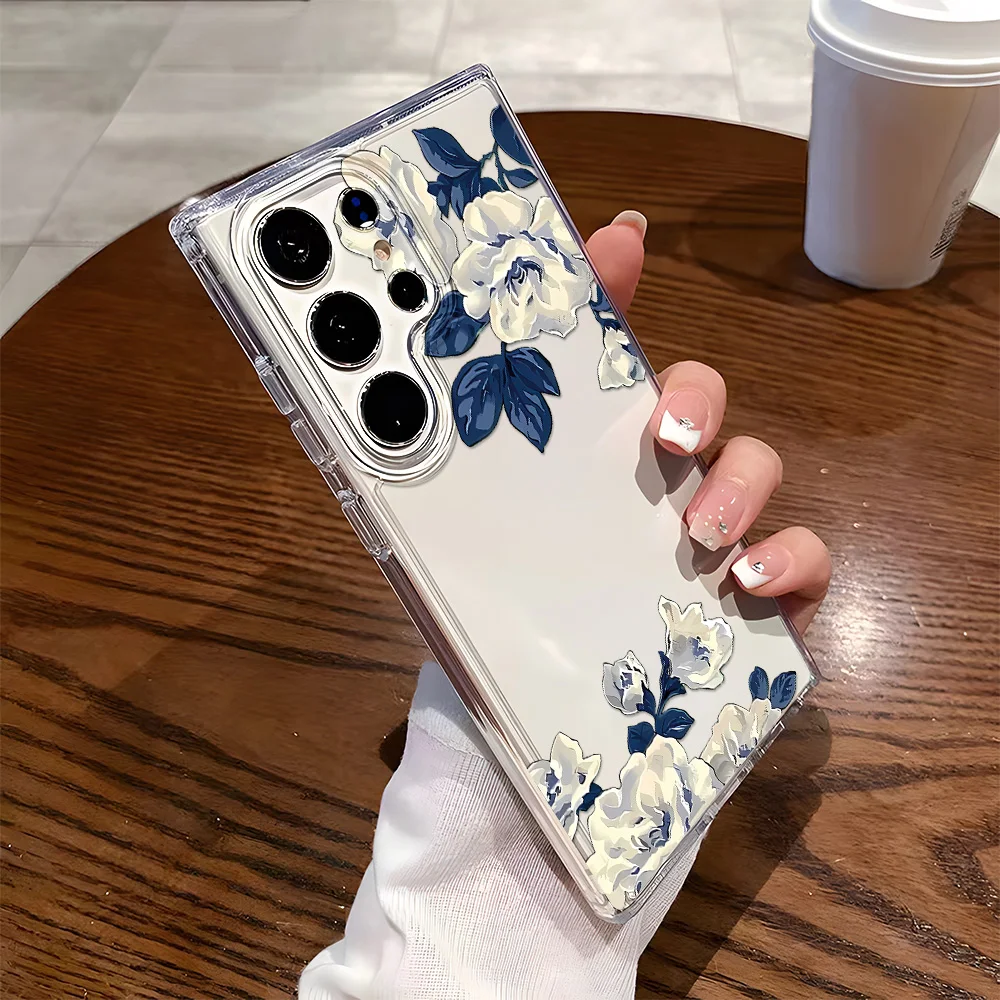 Funda de flor de primavera para Samsung A56 A55 5G A54 A53 A36 A35 A34 A33 A26 A16 A15 A06 A05 S25 S24 S23 S22 funda de TPU suave Ultra transparente