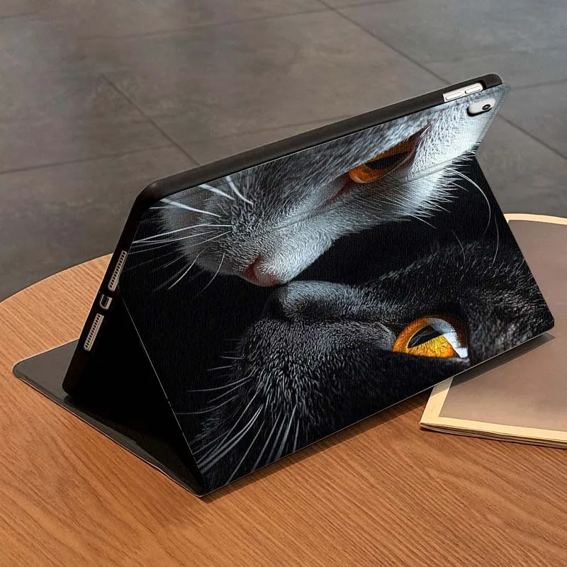 Arte gatito blanco y negro para iPad Pro Air Mini 1 2 3 4 5 6 7 7th 8th 9th 10th 11th 10,2 9,7 10,5 10,9 11 12,9 funda para tableta - imagen 4