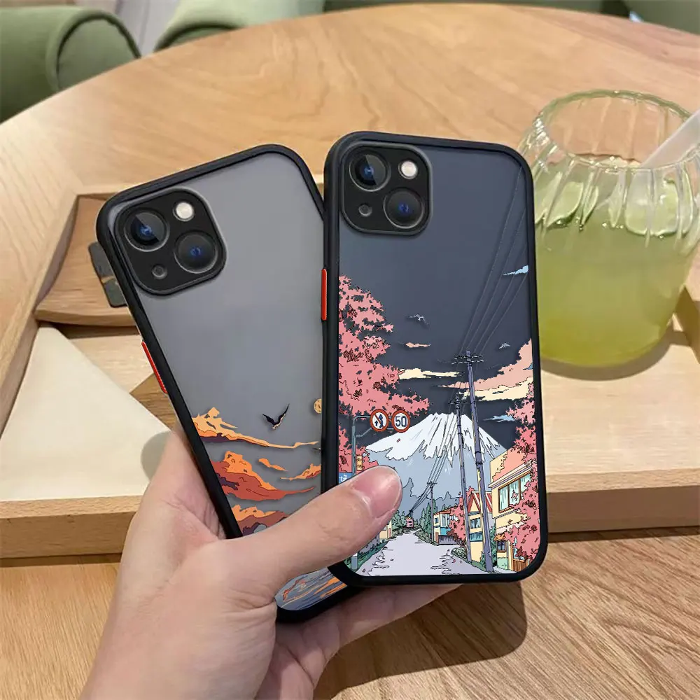 Funda de teléfono mate con flor de cerezo y puesta de sol para OPPO A98 A94 A93 A92 A91 A78 A74 A73 A58 A57 A55 A54 A53 A38 A17 A16 A9 A5X A5 - imagen 3