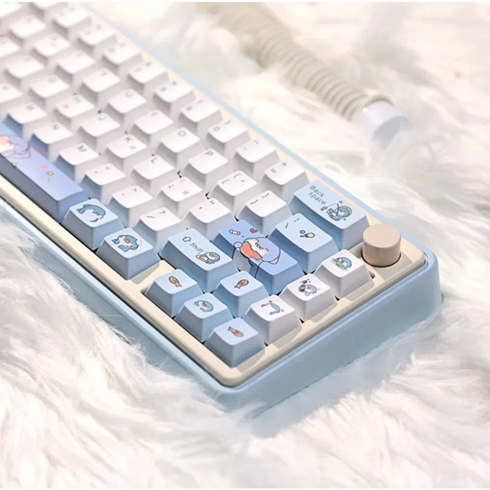 Juego de teclas de tiburón con sangre caliente, termoublimación, 131 teclas, dibujos animados de cereza para teclado mecánico MX Switch 60/84/90/104/108 - imagen 3