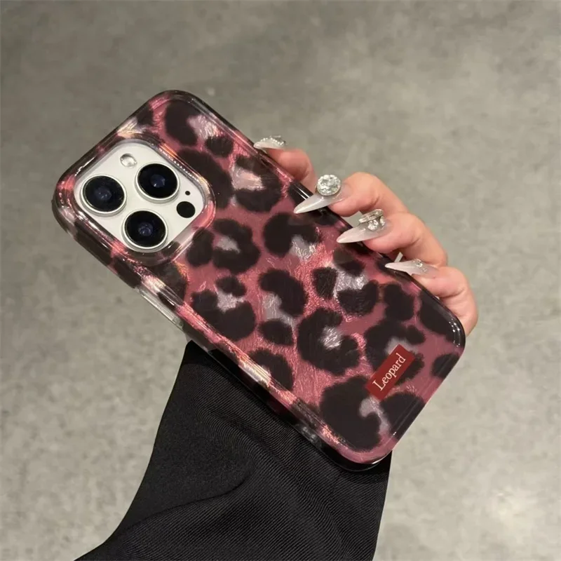 Funda de teléfono con estampado de leopardo rosa y negro para IPhone 16, 15, 14, 13, 11, 12 Pro Max Plus 7, 8 Plus SE 2022, Funda anticaída encantadora - imagen 5