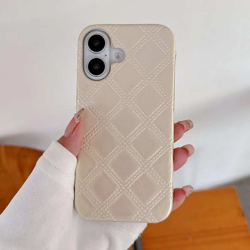 Funda de cuero de Color degradado con textura de rombo geométrico de lujo para iPhone 16 15 13 12 11 Pro Max 14 Plus, funda trasera para teléfono - imagen 5