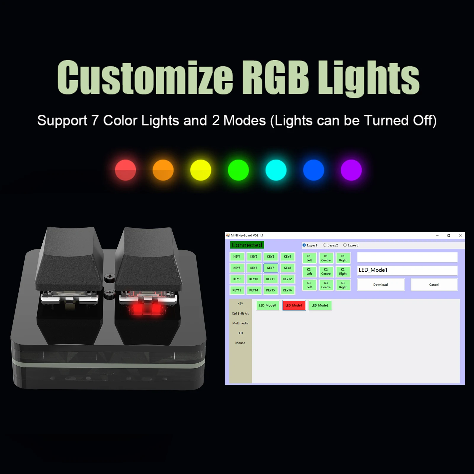 Miniteclado personalizado de USB-C, 2, 3, 6 teclas, perilla con luz LED RGB, intercambio mecánico en caliente, almohadillas Macro programables - imagen 2
