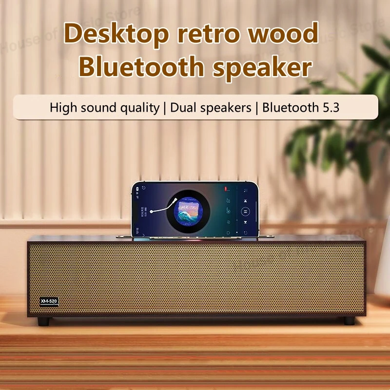 Altavoz Retro de madera para exteriores, dispositivo inalámbrico con Audio USB BT 5,3, AUX, Hi-fi, Supergraves, portátil, Bluetooth, para el hogar, escritorio y oficina - imagen 2