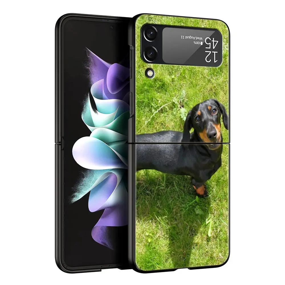 Funda de teléfono para Samsung Galaxy Z Flip 3 4 5 6 plegable para Samsung Z Flip5 PC cubierta dura silueta perro lindo animal - imagen 2