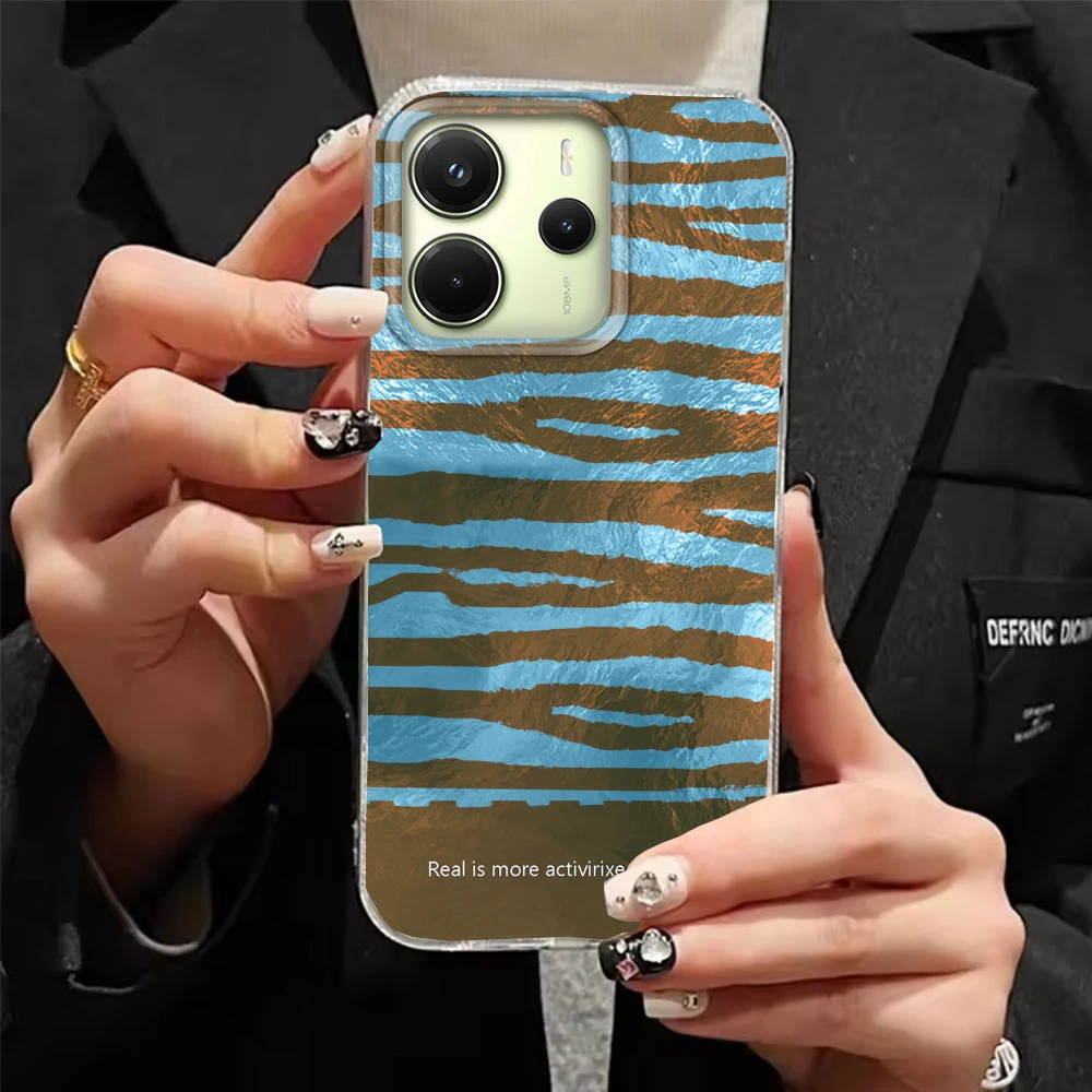  ﻿ Funda de teléfono Retro con rayas marrones para mujer, funda para Xiaomi Redmi Note 14 13 12 11 11S 10 10S 8 9 Pro 15C 9C 13C 14C A3 A3X 9C A1 15 - imagen 5