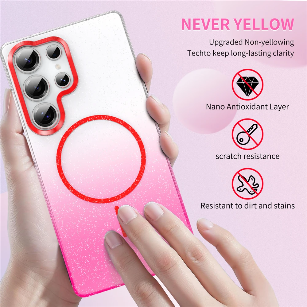 Funda transparente magnética con purpurina para Magsafe Samsung A32 A52 A13 A33 A53 A14 A34 A54 A15 A35 A55 A16 A26 A36 A56 cubierta ostentosa - imagen 2