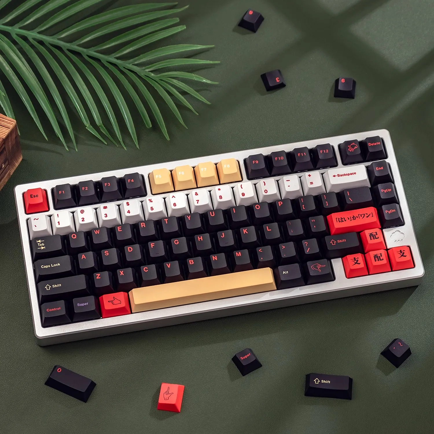 Juego de teclas con tema de motosierra negra, teclas de teclado PBT 129, teclas personalizadas con perfil de cereza para teclado mecánico - imagen 3