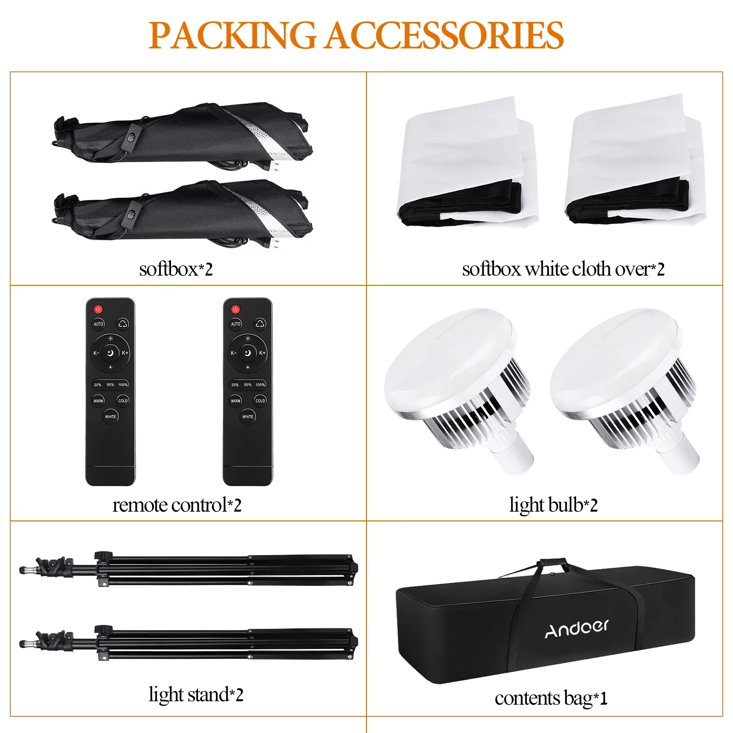 Andoer Kit Softbox LED bicolor, iluminación de estudio 3200K-5600K para uso profesional