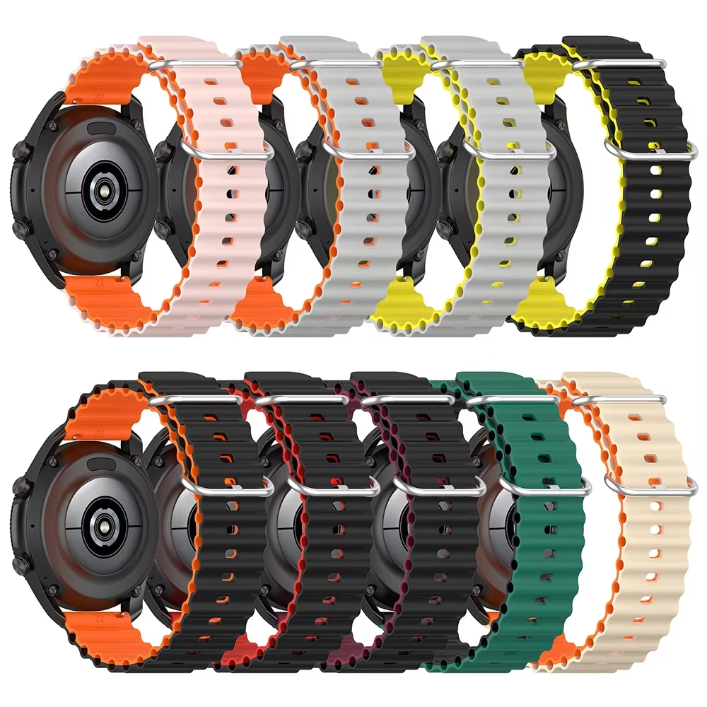 Bandas de silicona oceánicas para Samsung Galaxy Watch 7/6-4 classic/5-Pro/active 2 22mm 20MM pulsera Amazfit Huawei GT 4-3 correa de reloj