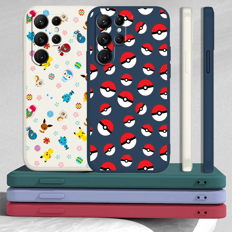 Cuerda líquida de Pikachu de dibujos animados de Pokémon para Samsung Galaxy S24, S23, S22, S21, S20 FE, S10 Ultra Plus Lite 5G, funda para teléfono - imagen 3