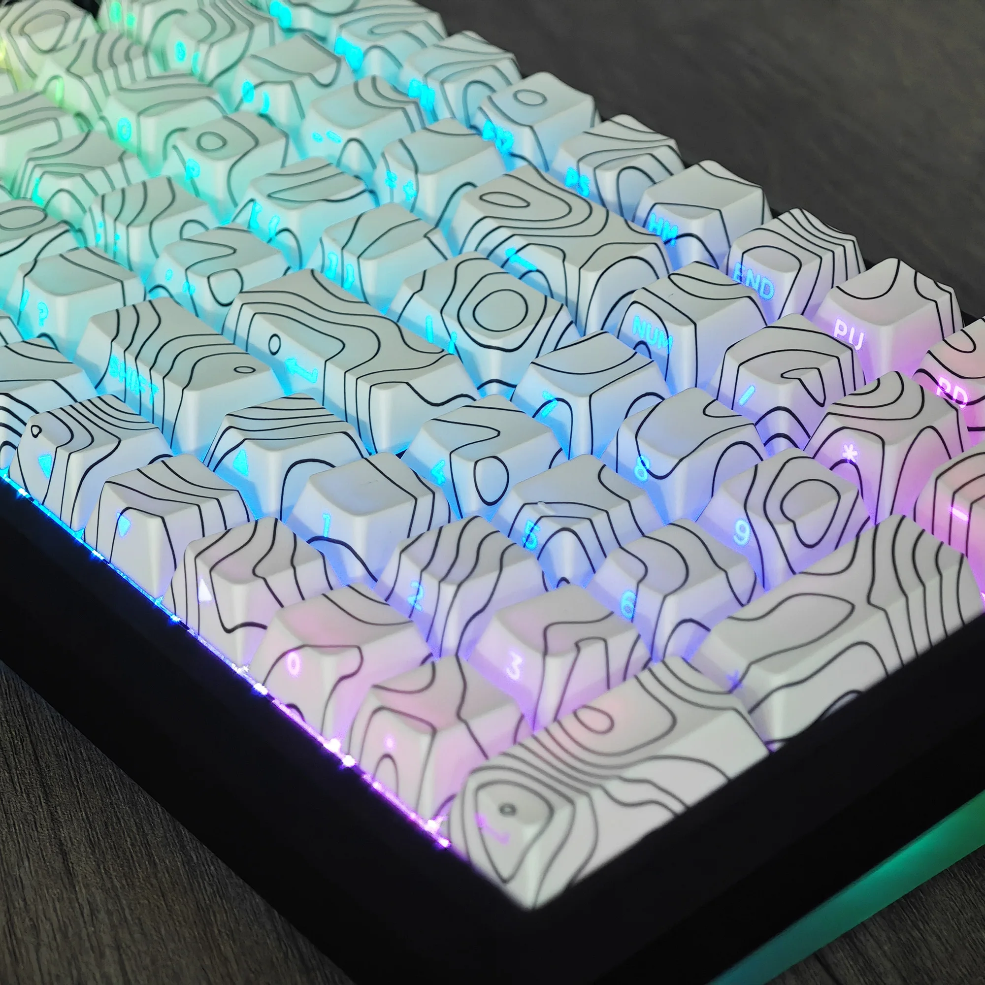 YMDK-Tecla de contorno de línea 130, perfil Cherry, PBT, Doubleshot, retroiluminada lateral, para teclado mecánico 104, 96, 87, 84, 68, 61, MX - imagen 3