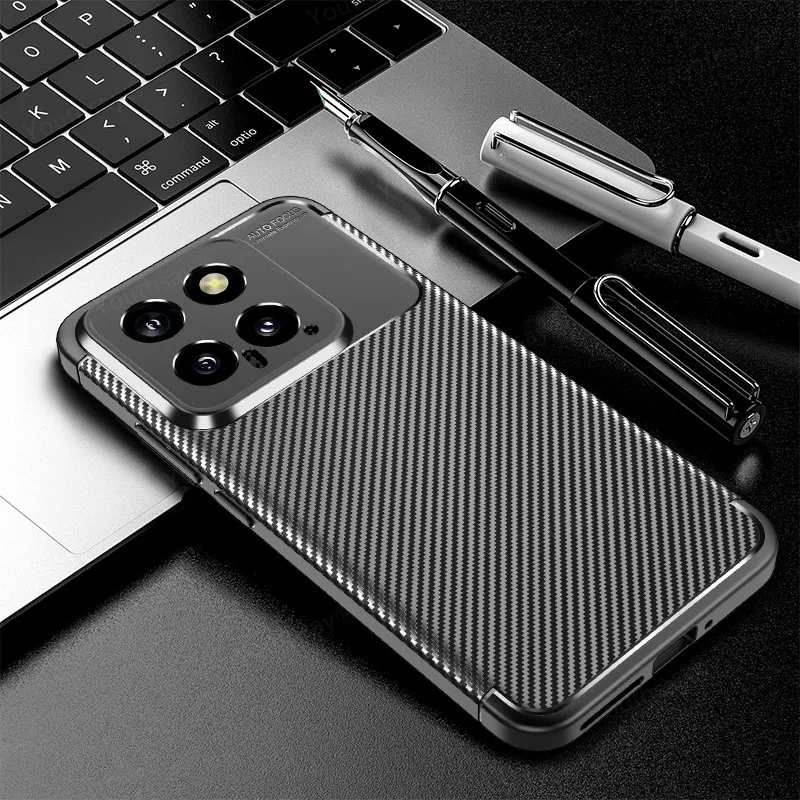 Funda de negocios de lujo para Xiaomi 14, carcasa protectora de TPU suave, parachoques de teléfono para Xiaomi Mi 14