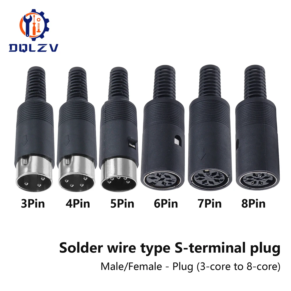 DIN 3pin 4pin 5pin 6pin 7pin 8 Pin macho hembra enchufe conector de soldadura con mango de plástico conectores D ﻿ - imagen 4