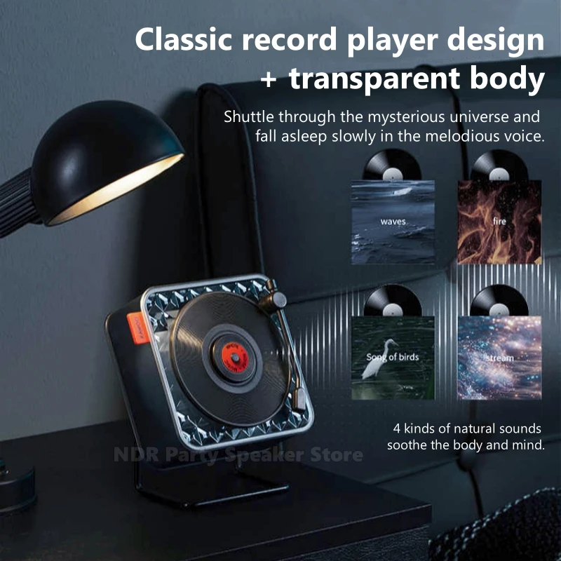 Nuevo regalo de Festival de moda, reproductor de vinilo con ondas, minialtavoces inalámbricos Bluetooth con ruido blanco, luz RGB, altavoz de ayuda para dormir - imagen 5