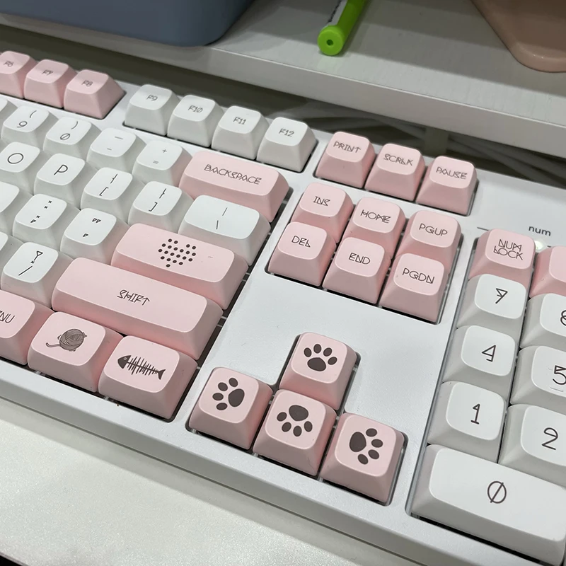 Teclas de perfil XDA de 136 teclas, teclas PBT DYE-SUB con tema de gato bonito, teclas rosas para teclado mecánico para juegos Cherry Mx Switch GMMK Pro - imagen 5