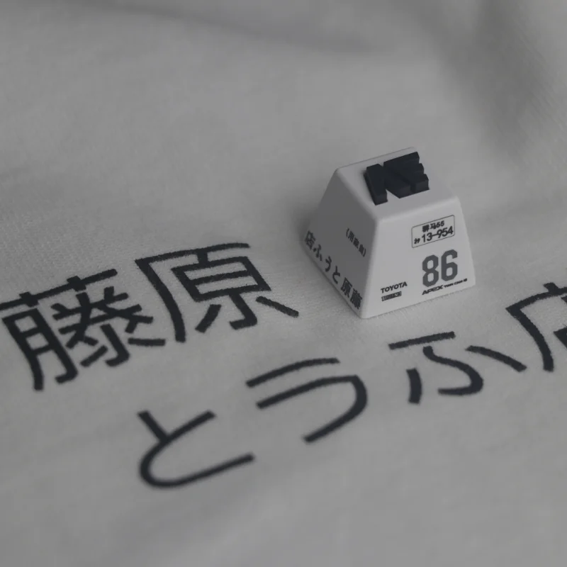 Teclado mecánico con diseño personalizado, teclas de resina inicial D, dibujos animados, blanco, AE86