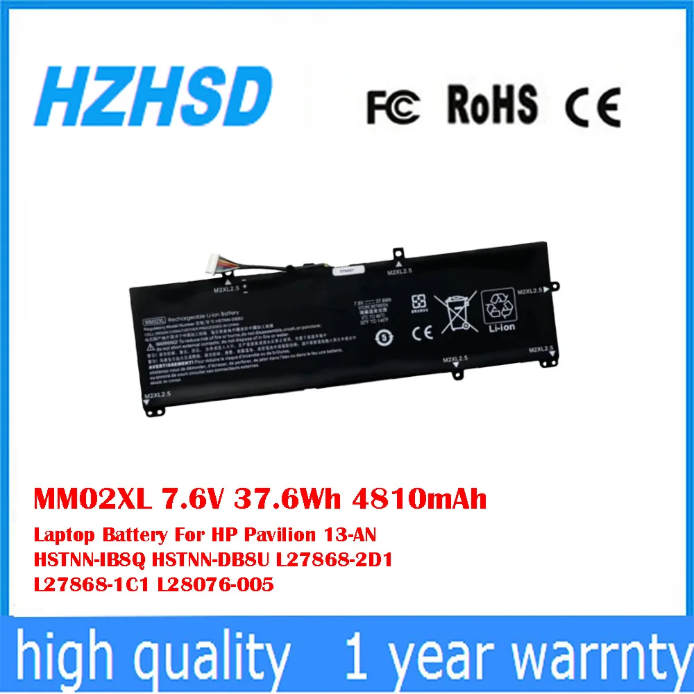 MM02XL 7,6 V 37.6Wh 4810mAh batería del ordenador portátil para HP Pavilion 13-AN HSTNN-IB8Q HSTNN-DB8U L27868-2D1 L27868-1C1 L28076-005