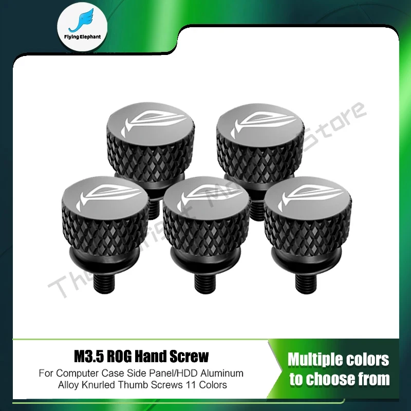 Tornillo M3.5 personalizado con logotipo ROG, opcional, apriete a mano, paso, pulgar moleteado, PC, embellecedor, pieza MOD, 11 colores, 5 uds.
