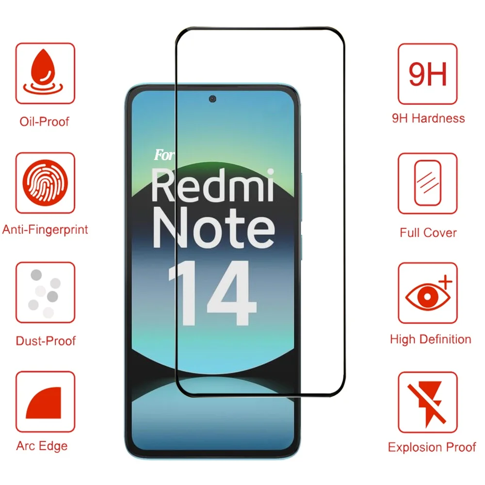 1~3 PCS Película Cristal templado Para Xiaomi Redmi Note 14 Protector Pantalla Redmi Note 13 Pro 5G Frontal Vidrio Redmi Note14 Screen Protector Glass - imagen 3