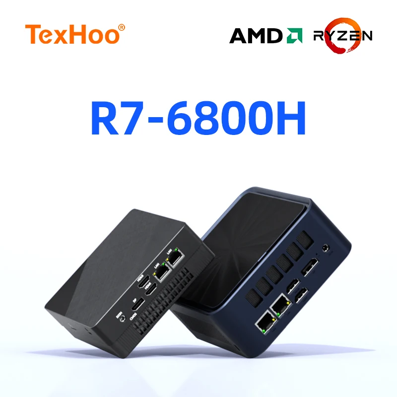 TexHoo AMD R7 6800H 6600H 6600U 7530U 5800H 4800H 4500U Mini PC DDR5 NVMe SSD WiFi 6 BT5.2 HDMI DP Dual LAN computadora de escritorio - imagen 2
