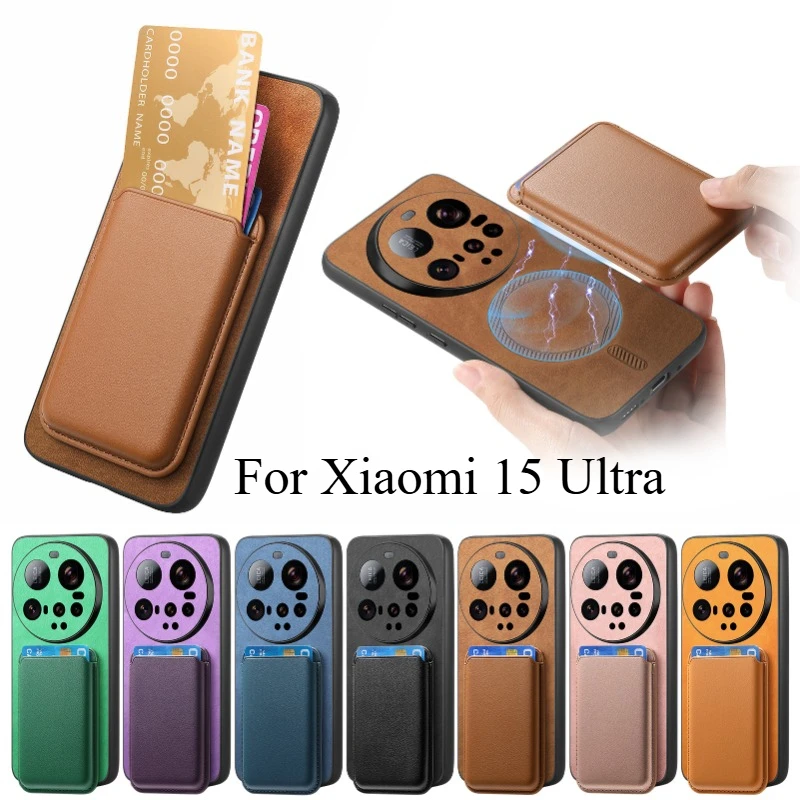 Para Xiaomi 15 Ultra cuero para Magsafe funda magnética para Xiaomi Mi 15ultra 5G desmontable 2 en 1 tarjeta de billetera parachoques a prueba de golpes