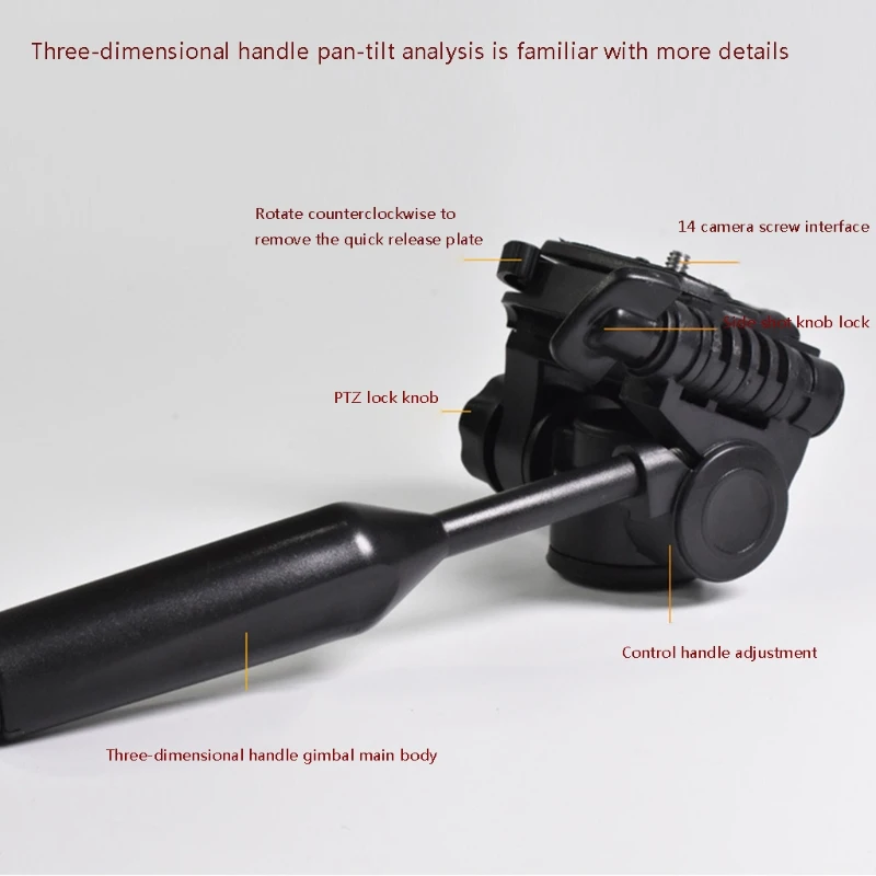 Cabezal de trípode giratorio, rotación de 360 °, inclinación de 90 °, montaje de cabeza de trípode tridimensional con rosca de 3/8 pulgadas, tornillo de 1/4 pulgadas para trípode monopié