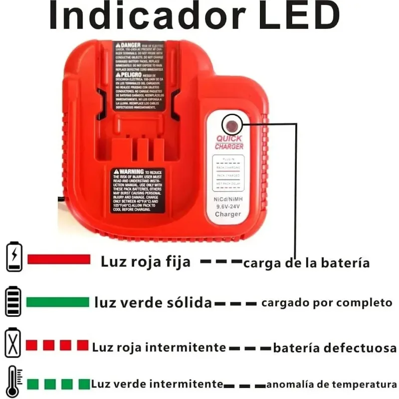 Cargador de batería rápido de alta calidad BDFC240 adecuado para herramienta eléctrica de batería de níquel Black & Decker multivoltios 9,6 V-24V NICD/NIMH - imagen 5