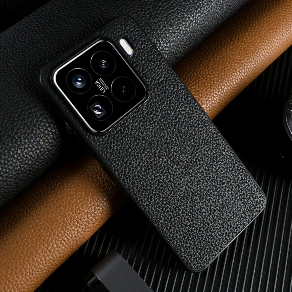 NZN Funda de cuero genuino duradera para Xiaomi 15 Pro 14TPro 12Pro 12X 12TPro 12Ultra 11Ultra funda completa envuelta fundas de teléfono Litchi - imagen 2