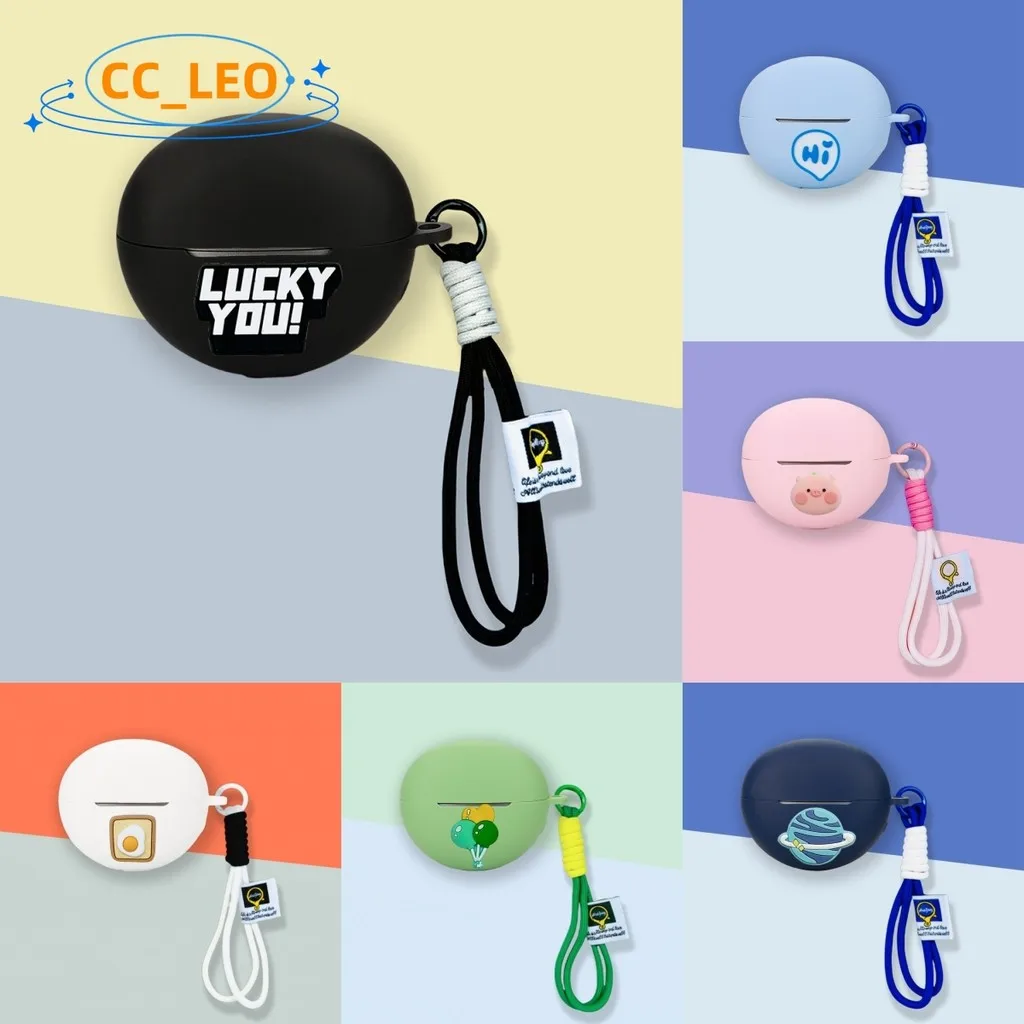 Para Honor Choice, funda con Clip para auriculares, lindo cerdito, cordón de dinosaurio, funda suave de silicona, funda protectora con Clip para auriculares Honor Choice